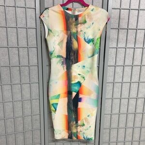 Zara Multicolor Abstract Mini Dress, Size 5